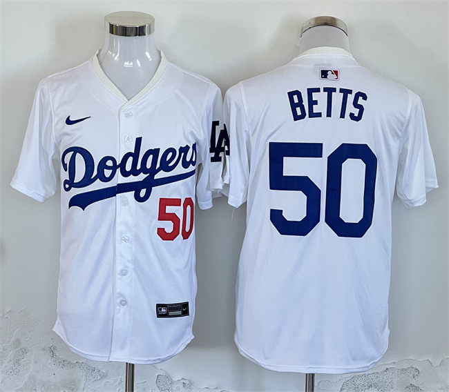 Men's White Los Angeles Dodgers #50 Mookie Betts Home Limited Stitched Baseball Jersey